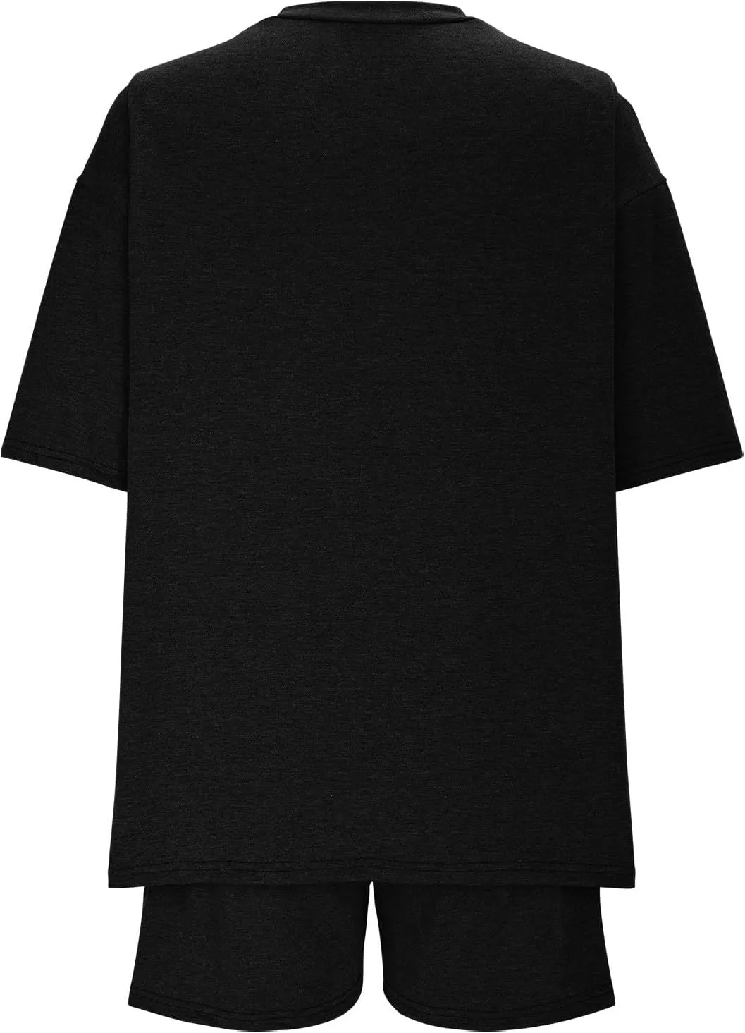 2 Piece Sets for Women Summer Casual Half Sleeve Tee Shirt Elastic Waist Shorts with Pockets Soft Pajamas Set