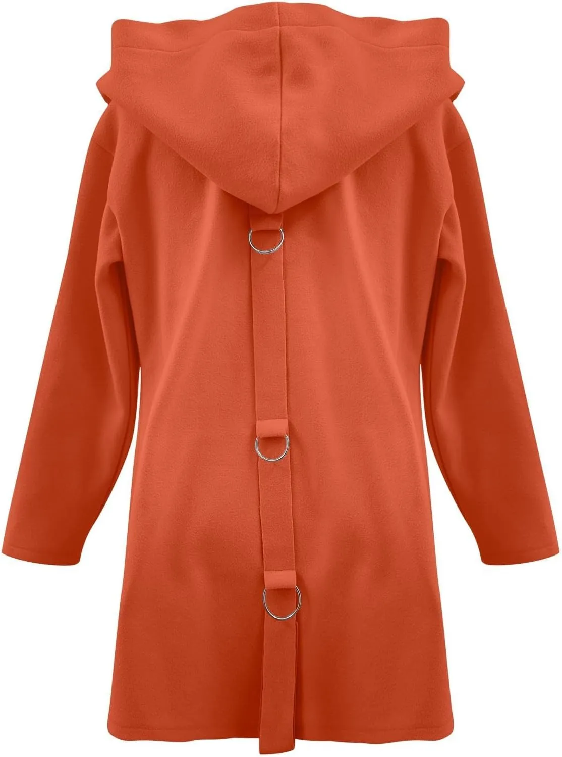 2024 Women Fall Winter Wool Coats Mid Peacoat Fashion Casual Oversized Buttons Hooded Jacket Trendy Outfit Plus Size