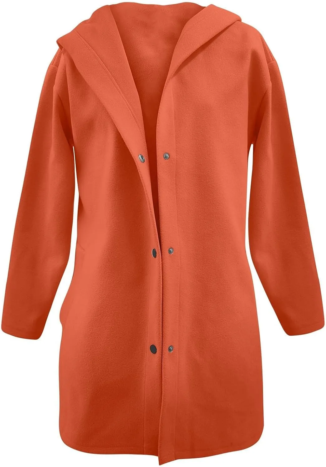 2024 Women Fall Winter Wool Coats Mid Peacoat Fashion Casual Oversized Buttons Hooded Jacket Trendy Outfit Plus Size