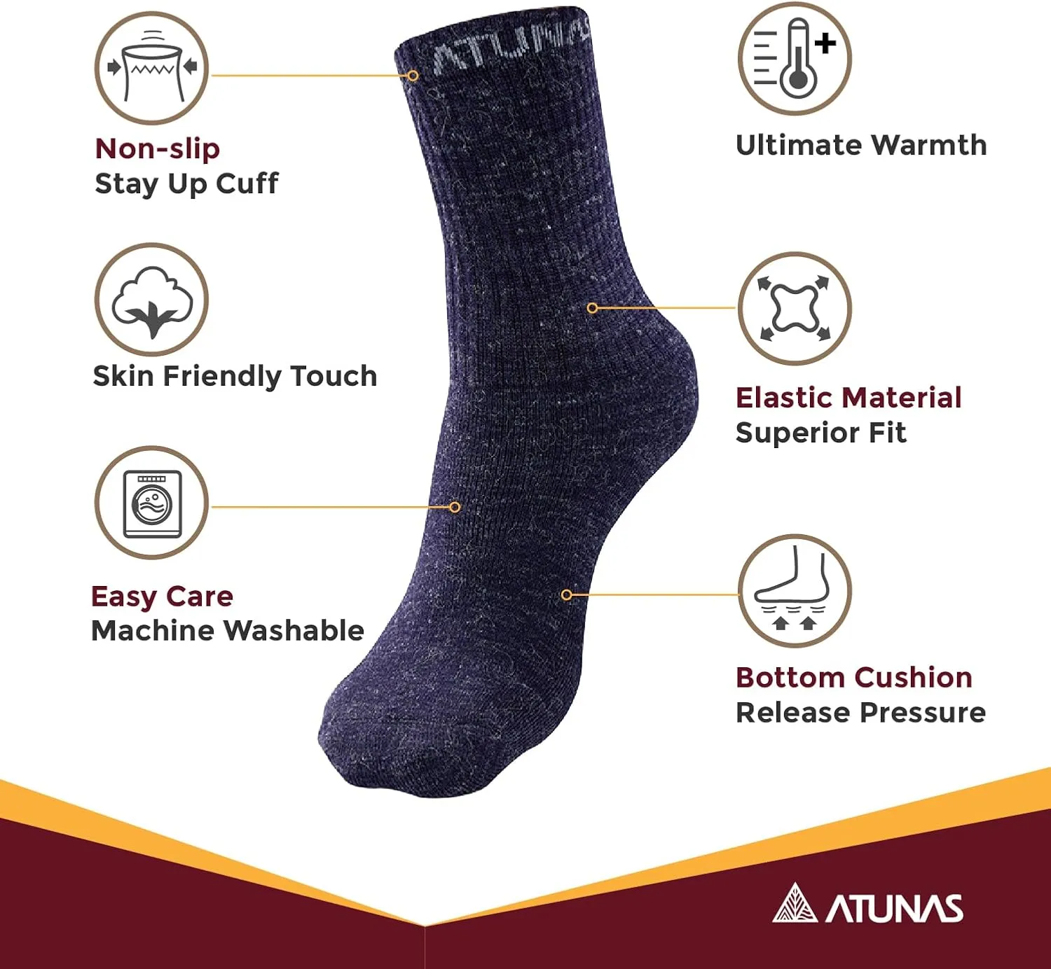 3 Pack Warm Thermal Socks for Men Women, Hiking Socks, Hunting Socks, Thick Screw Winter Boot Socks for Cold Weather