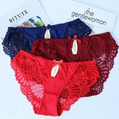 3Pcs/lot Lace Underwear Women Cotton Briefs Girls Lingeries Cueca Calcinhas 6XL Shorts Underpants Panty Ladies Plus Size Panties