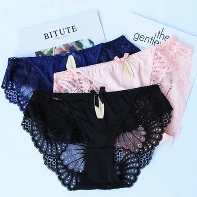 3Pcs/lot Lace Underwear Women Cotton Briefs Girls Lingeries Cueca Calcinhas 6XL Shorts Underpants Panty Ladies Plus Size Panties