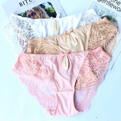 3Pcs/lot Lace Underwear Women Cotton Briefs Girls Lingeries Cueca Calcinhas 6XL Shorts Underpants Panty Ladies Plus Size Panties