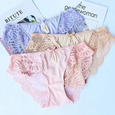 3Pcs/lot Lace Underwear Women Cotton Briefs Girls Lingeries Cueca Calcinhas 6XL Shorts Underpants Panty Ladies Plus Size Panties