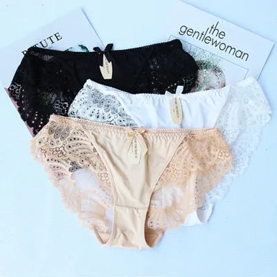 3Pcs/lot Lace Underwear Women Cotton Briefs Girls Lingeries Cueca Calcinhas 6XL Shorts Underpants Panty Ladies Plus Size Panties