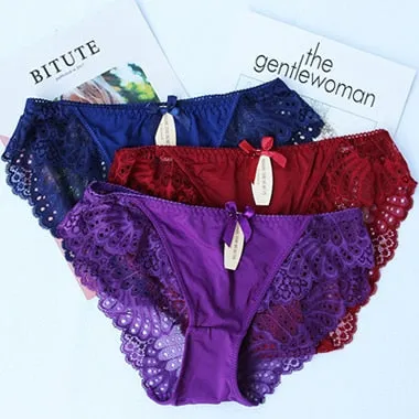 3Pcs/lot Lace Underwear Women Cotton Briefs Girls Lingeries Cueca Calcinhas 6XL Shorts Underpants Panty Ladies Plus Size Panties