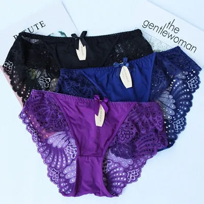 3Pcs/lot Lace Underwear Women Cotton Briefs Girls Lingeries Cueca Calcinhas 6XL Shorts Underpants Panty Ladies Plus Size Panties