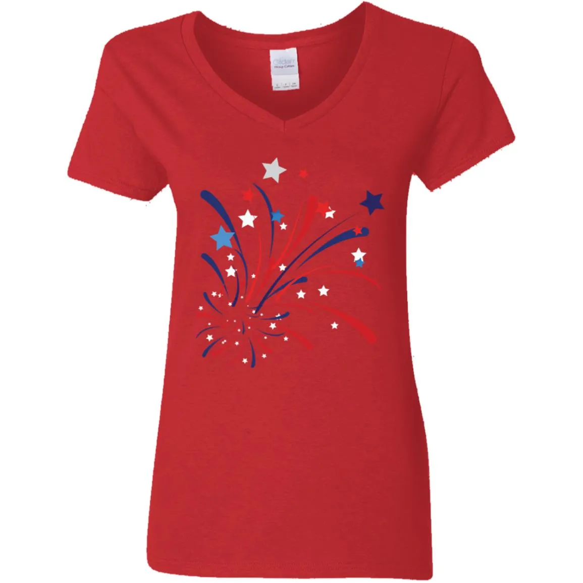 4th of July Firework -- Ladies'  V-Neck T-Shirt