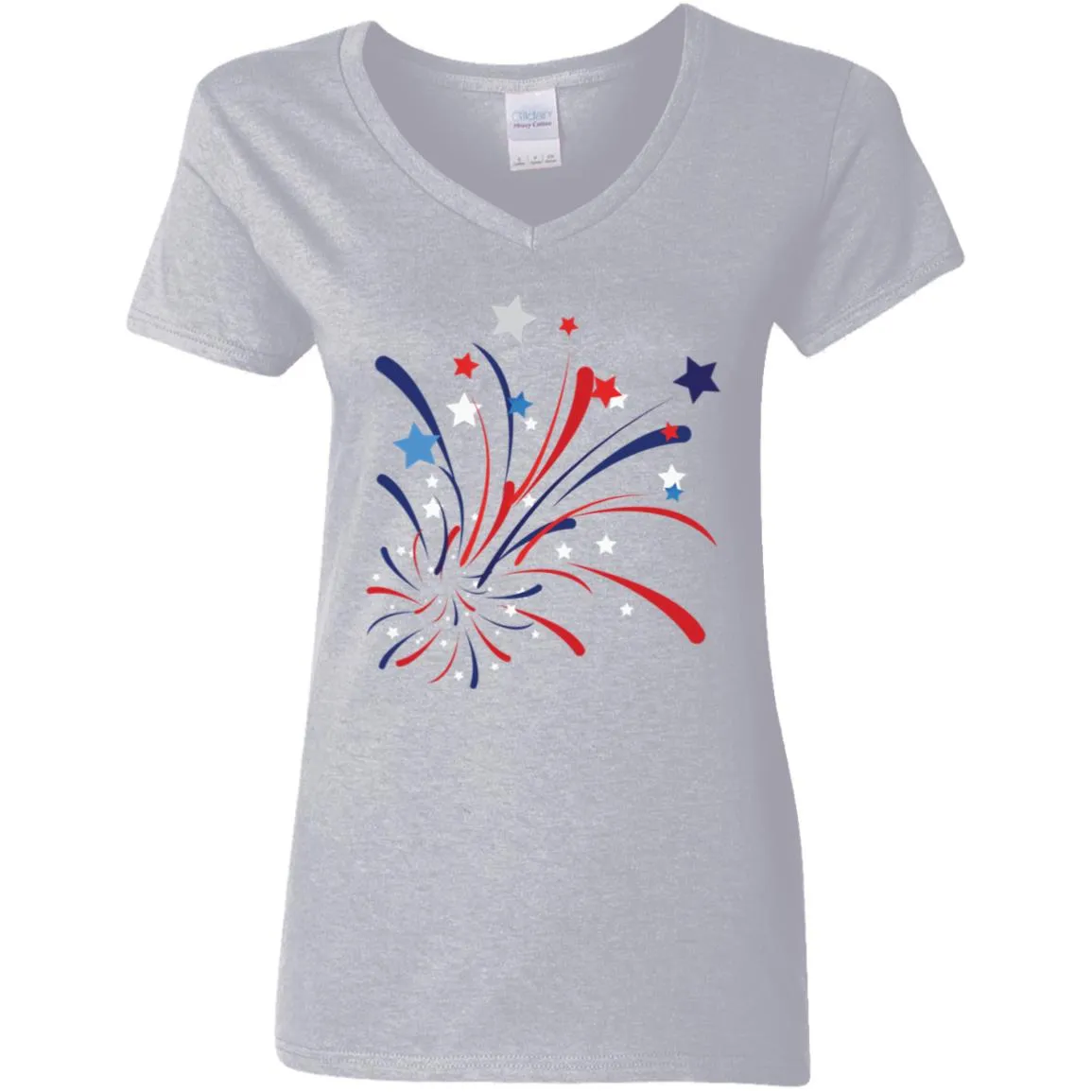 4th of July Firework -- Ladies'  V-Neck T-Shirt