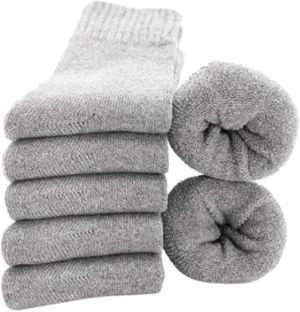 5 Pairs Men's Thermal Warm Winter Hiking Boot Socks,Unisex Winter Thermal Warm Thick Synthetic Wool Socks,