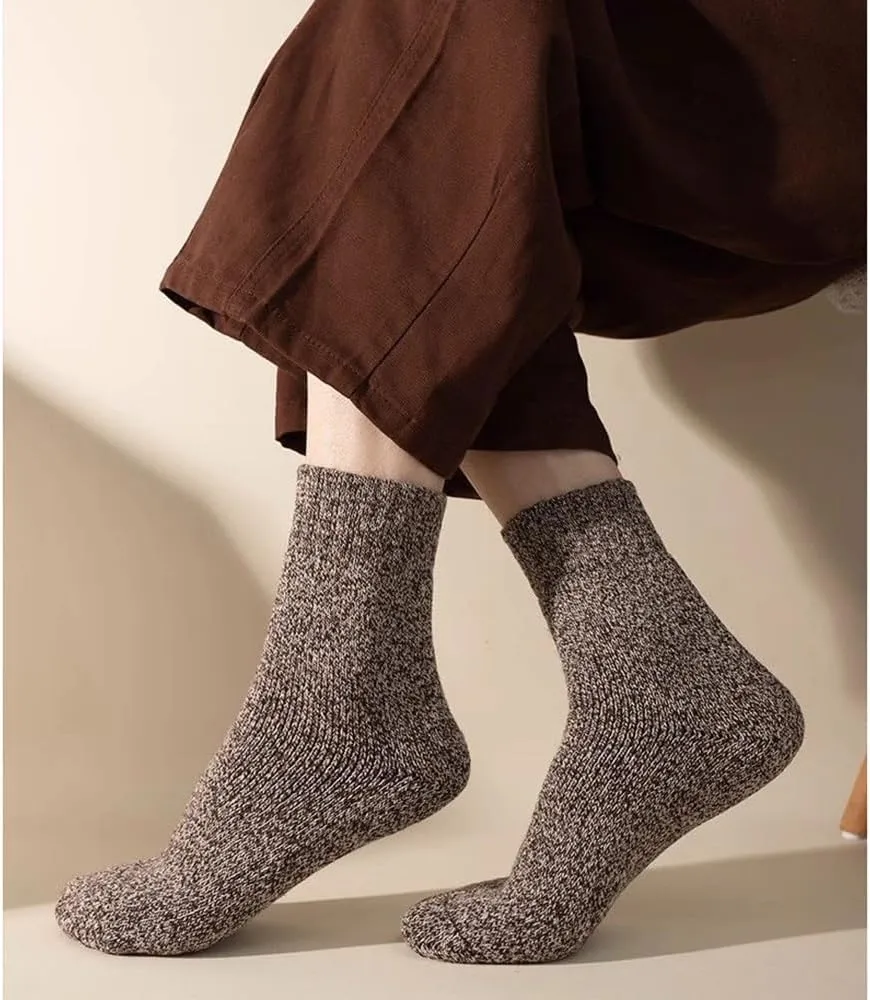 5 Pairs Men's Thermal Warm Winter Hiking Boot Socks,Unisex Winter Thermal Warm Thick Synthetic Wool Socks,