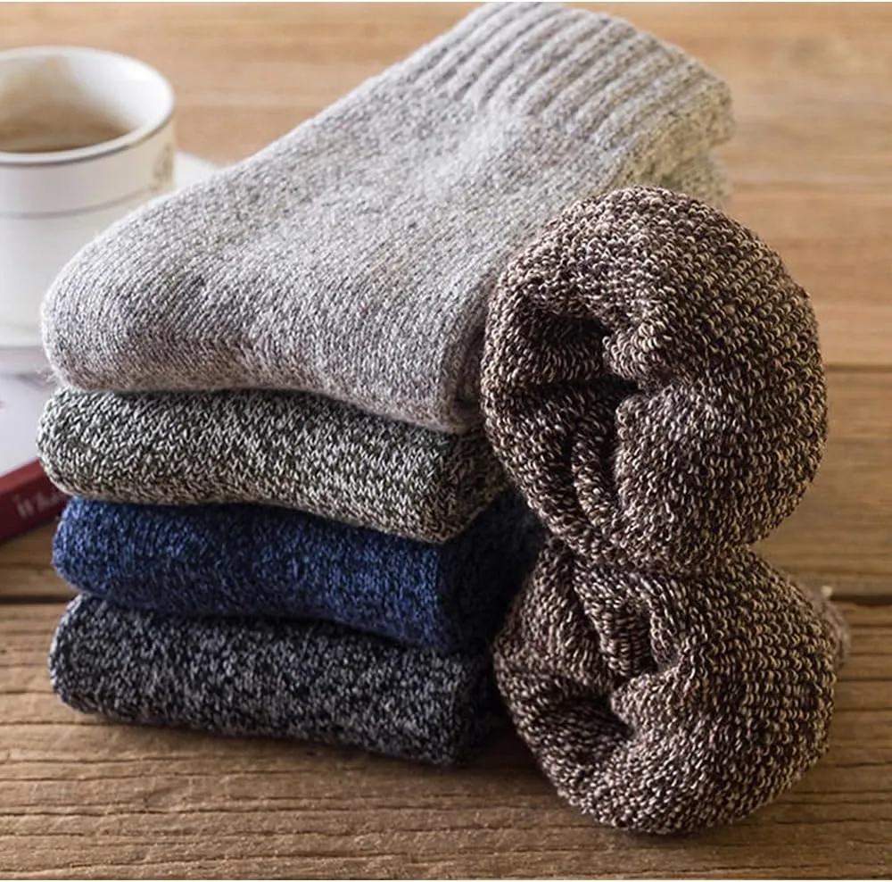5 Pairs Men's Thermal Warm Winter Hiking Boot Socks,Unisex Winter Thermal Warm Thick Synthetic Wool Socks,