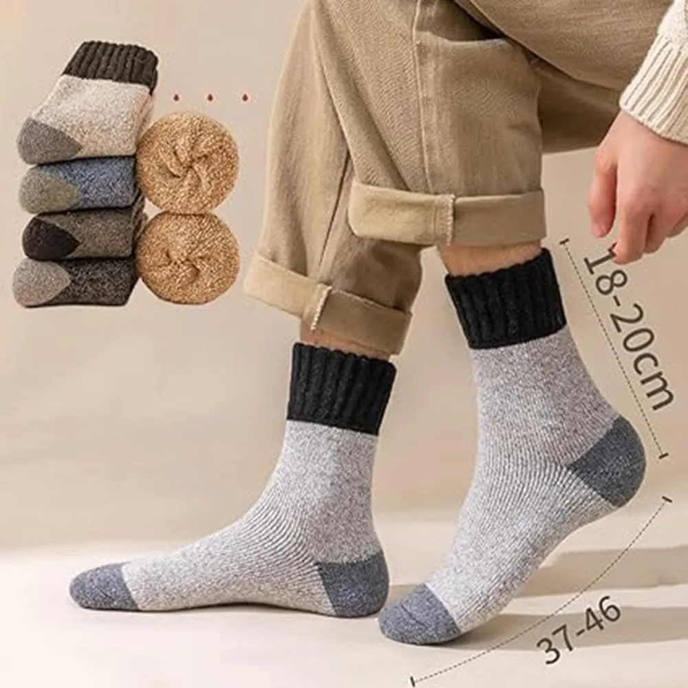 5 Pairs Men's Thermal Warm Winter Hiking Boot Socks,Unisex Winter Thermal Warm Thick Synthetic Wool Socks,