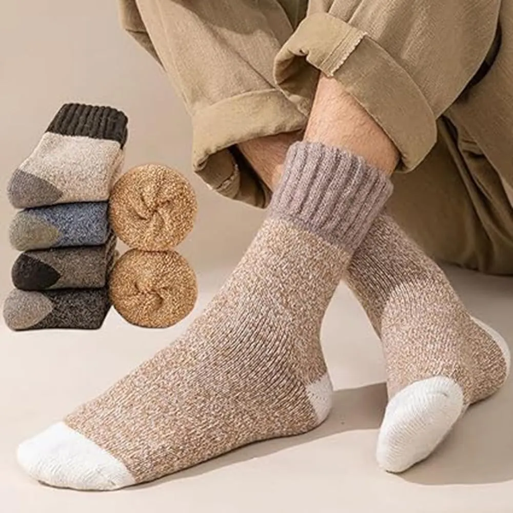 5 Pairs Men's Thermal Warm Winter Hiking Boot Socks,Unisex Winter Thermal Warm Thick Synthetic Wool Socks,