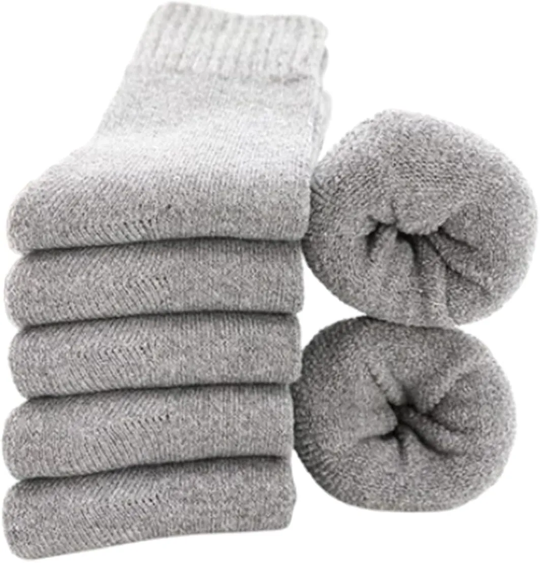 5 Pairs Men's Thermal Warm Winter Hiking Boot Socks,Unisex Winter Thermal Warm Thick Synthetic Wool Socks,