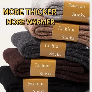 5 Pairs Wool Socks for Men, Thick Winter Wool Hiking Socks, Warm Breathable Crew Mens Socks Christmas Gift