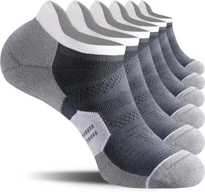 6-Pack Men's Ankle Running Socks, Cushioned Low Cut with Tab, Athletic Performance Socks, Breathable Moisture-Wicking, Ideal for Sports, Training, and Daily Wear, Durable & Comfortable