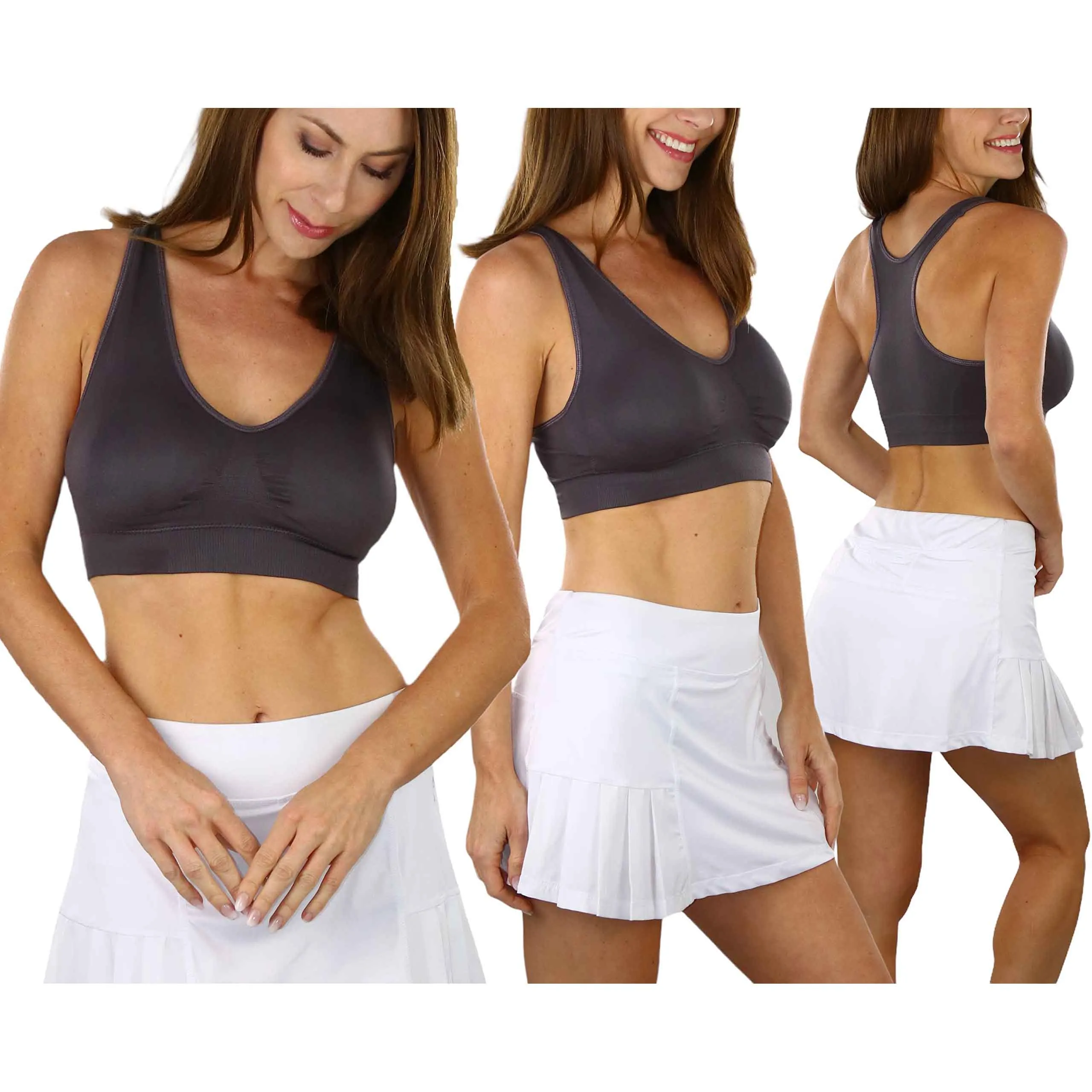 6-Pack: ToBeInStyle Women's Comfortable and Supportive Racerback Sports Bras