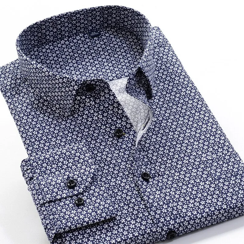 6XL 7XL 8XL 9XL 10XL Large Size Flower Print Men's Fashion Casual Long