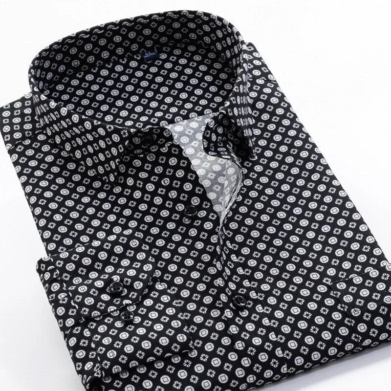 6XL 7XL 8XL 9XL 10XL Large Size Flower Print Men's Fashion Casual Long