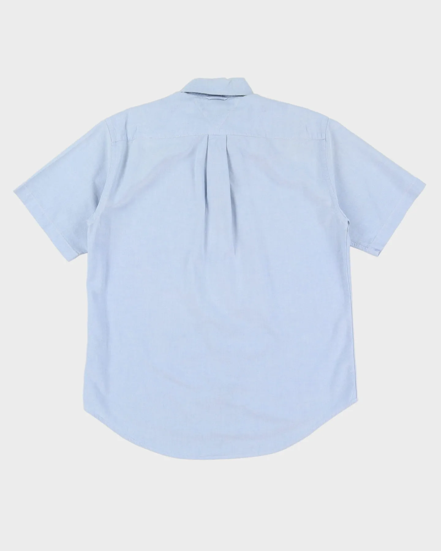 90s Tommy Hilfiger Blue Short-Sleeve Shirt - M