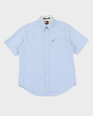 90s Tommy Hilfiger Blue Short-Sleeve Shirt - M