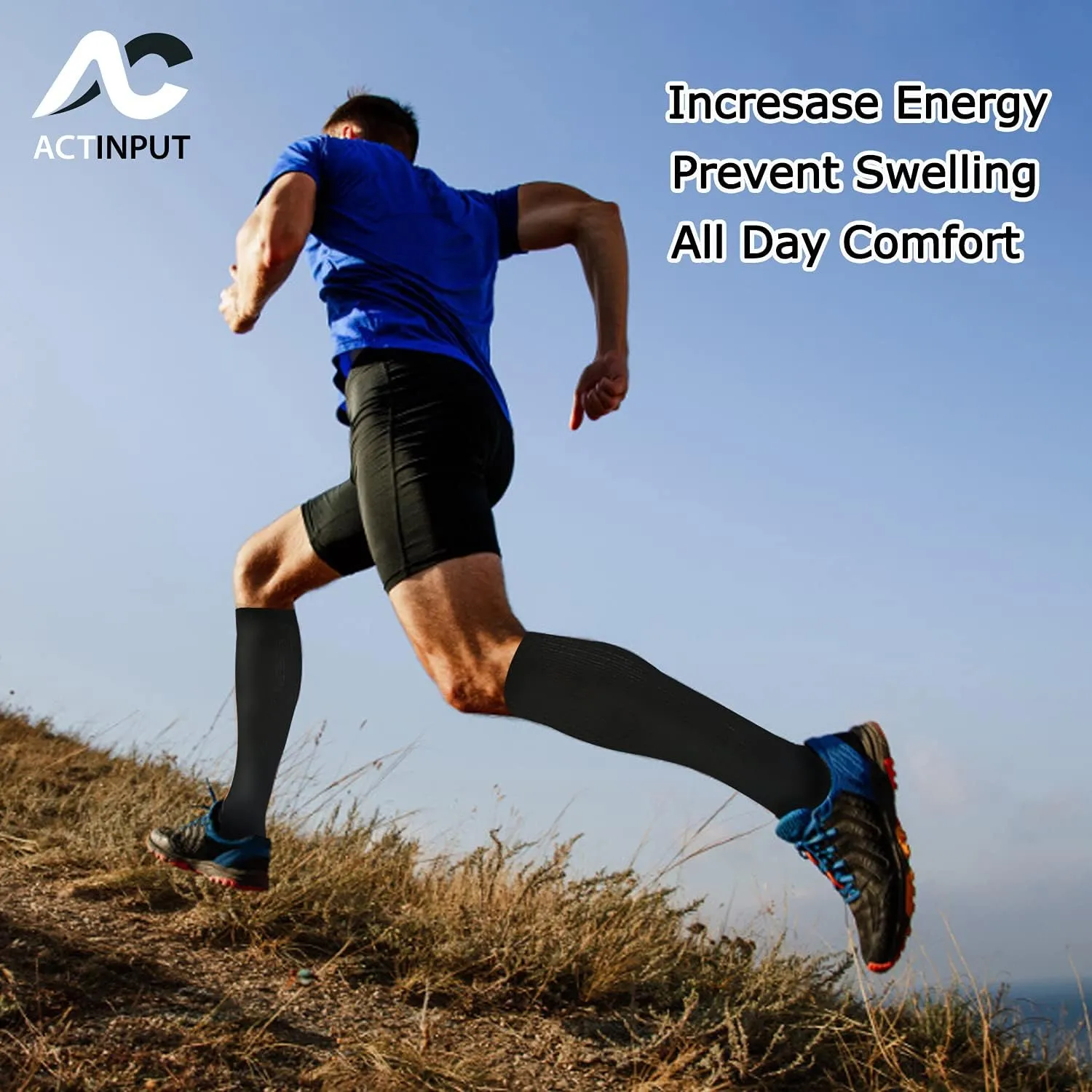 ACTINPUT 8 Pairs Compression Socks for Women & Men,Support Compression Stockings for Medical Running Athletic