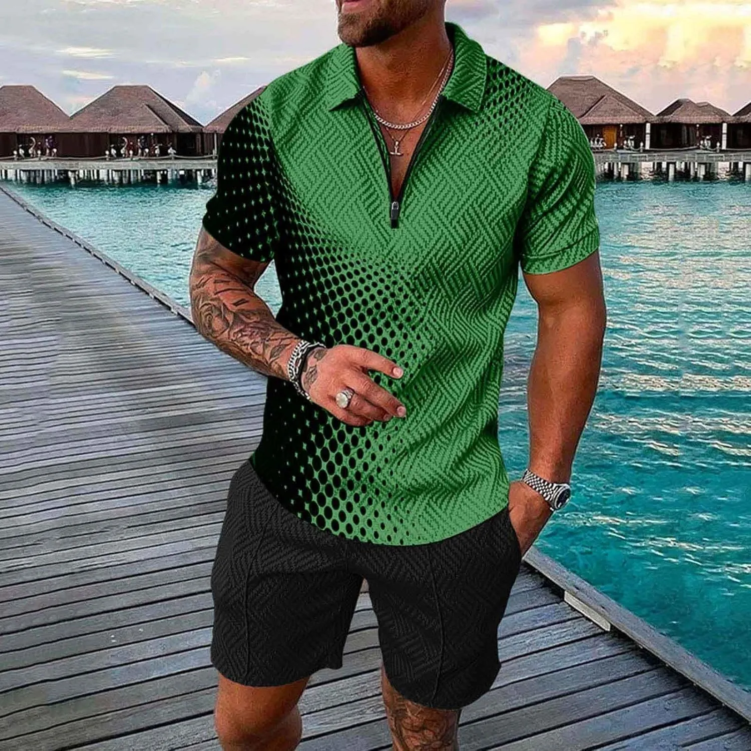 Alalaso Summer Outfits for Mens Relaxed Fit Lightweight Short Sleeve Graphic T Shirts Printed Shorts Breathable Sportswear