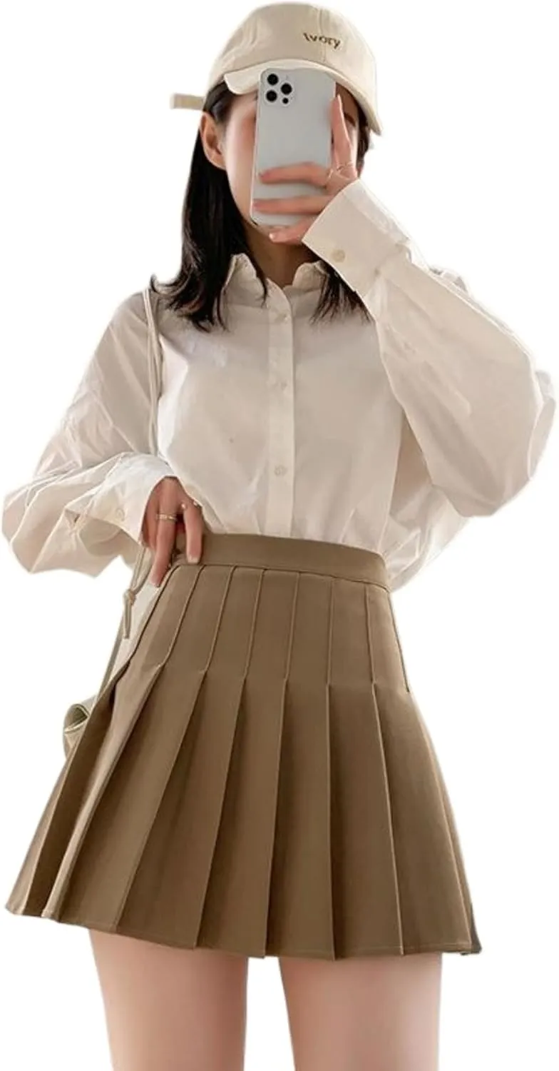 ALCEA ROSEA Womens Pleated Mini Skirts High Waisted A-Line Skirts for Skater Tennis School Cheerleader Short Skirts 7859