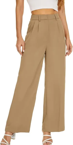 Alkyne Broadcast Wide Leg Pants, High Waist Tailored Wide Leg Pants, Womens Casual Suit Pants Wide Leg Trousers