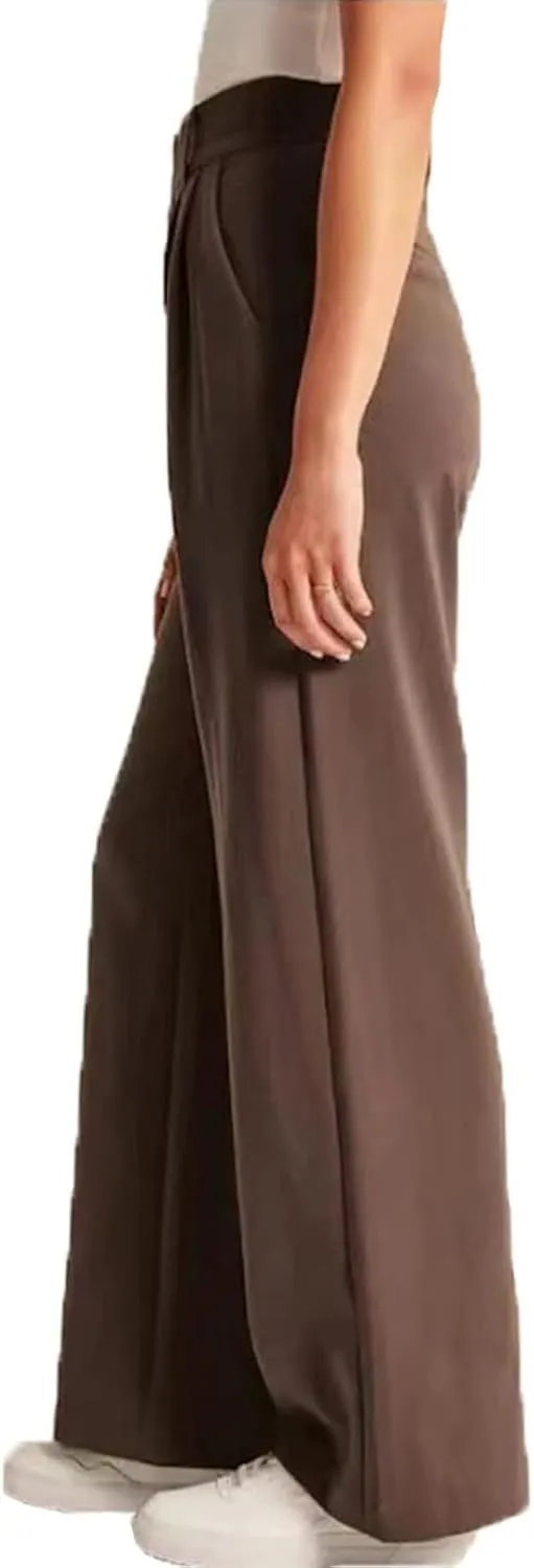 Alkyne Broadcast Wide Leg Pants, High Waist Tailored Wide Leg Pants, Womens Casual Suit Pants Wide Leg Trousers