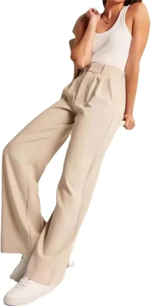 Alkyne Broadcast Wide Leg Pants, High Waist Tailored Wide Leg Pants, Womens Casual Suit Pants Wide Leg Trousers