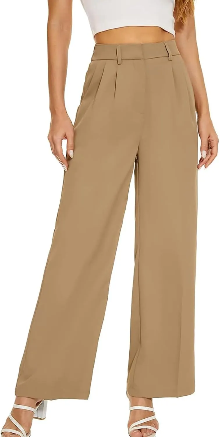 Alkyne Broadcast Wide Leg Pants, High Waist Tailored Wide Leg Pants, Womens Casual Suit Pants Wide Leg Trousers