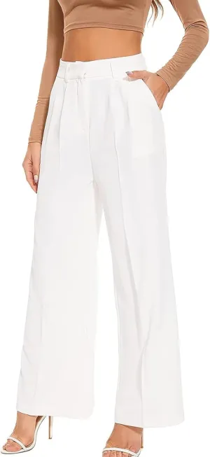 Alkyne Broadcast Wide Leg Pants, High Waist Tailored Wide Leg Pants, Womens Casual Suit Pants Wide Leg Trousers