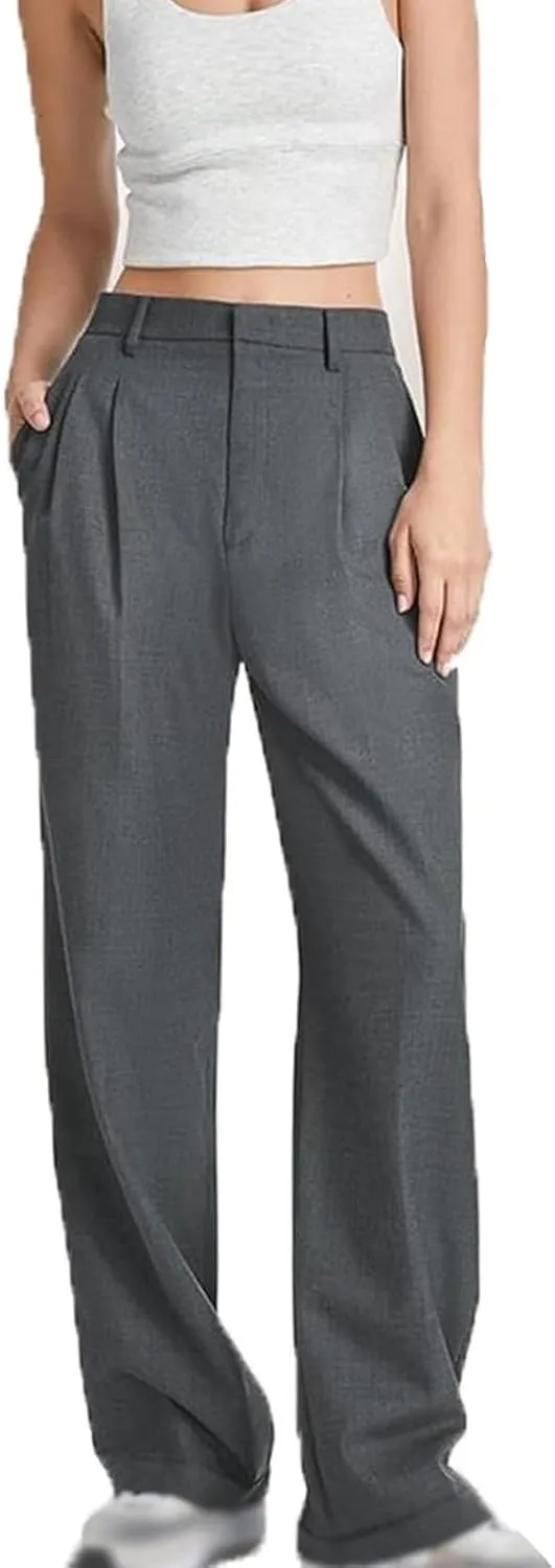 Alkyne Broadcast Wide Leg Pants, High Waist Tailored Wide Leg Pants, Womens Casual Suit Pants Wide Leg Trousers