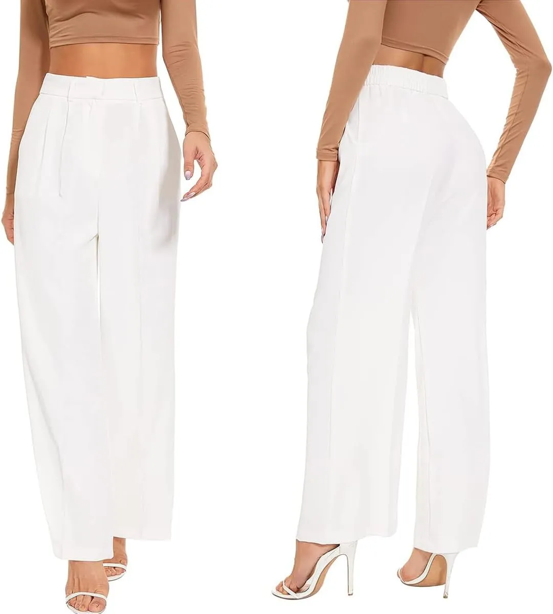 Alkyne Broadcast Wide Leg Pants, High Waist Tailored Wide Leg Pants, Womens Casual Suit Pants Wide Leg Trousers