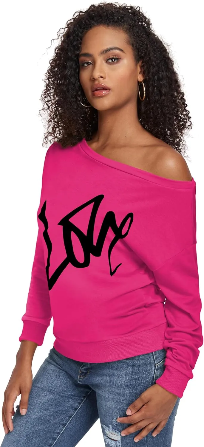AM CLOTHES Sweatshirt for Women Off Shoulder Oversized Sweatshirts Long Sleeve Sweaters Shirts Tops