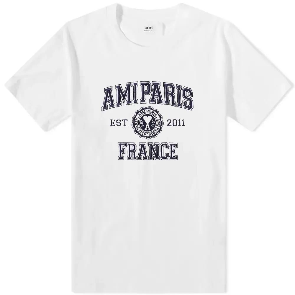 AMI Paris Varsity Logo T-Shirt, White