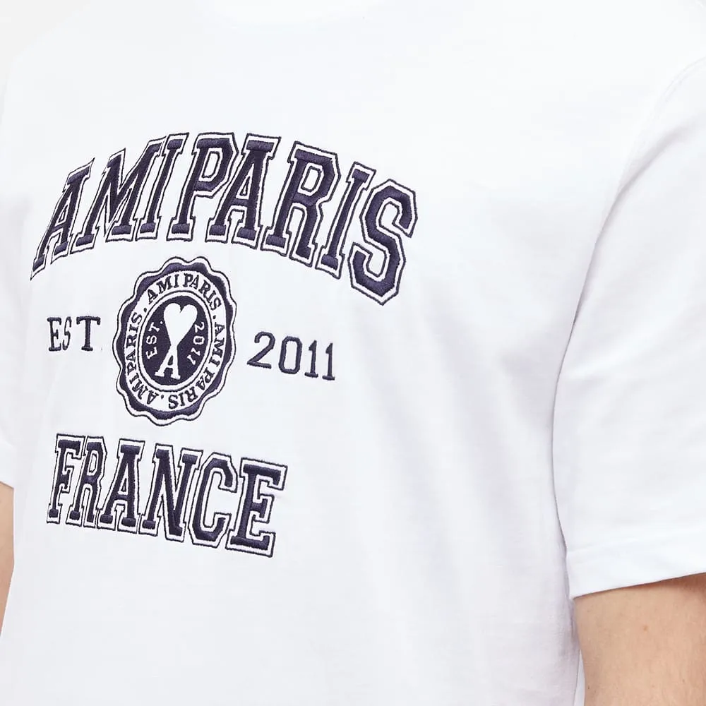 AMI Paris Varsity Logo T-Shirt, White