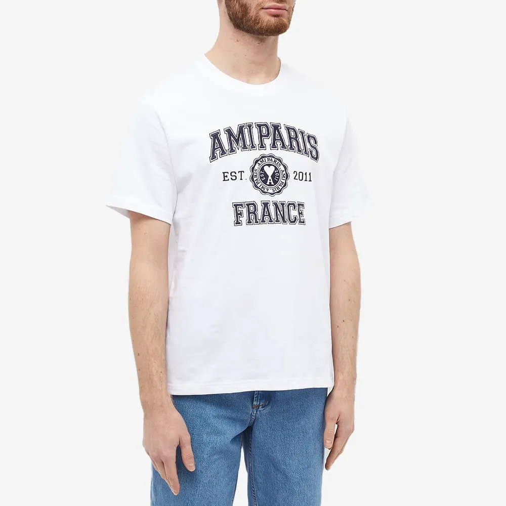 AMI Paris Varsity Logo T-Shirt, White