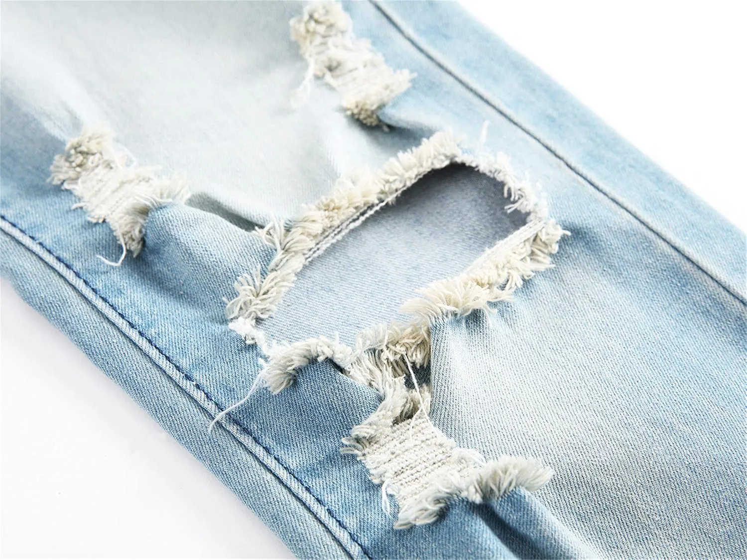 Andongnywell Men's Slim Fit Stretch Destroyed Skinny Zipper Denim Pencil Pants Causal Slim Fit Stretch Ripped Jeans