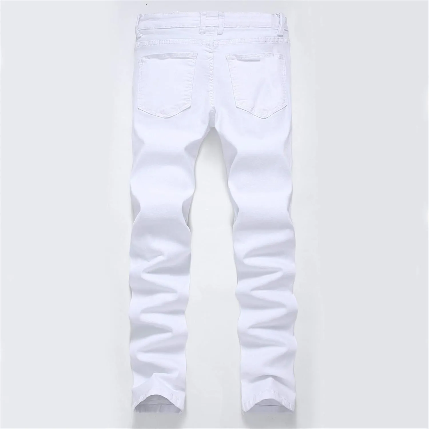 Andongnywell Men's Slim Fit Stretch Destroyed Skinny Zipper Denim Pencil Pants Causal Slim Fit Stretch Ripped Jeans
