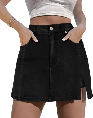 Angerella Skorts Skirts for Women Denim Mini Skirt High Waisted Jean Shorts Stretchy Denim Skirts