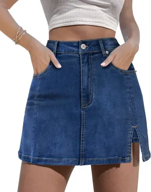 Angerella Skorts Skirts for Women Denim Mini Skirt High Waisted Jean Shorts Stretchy Denim Skirts