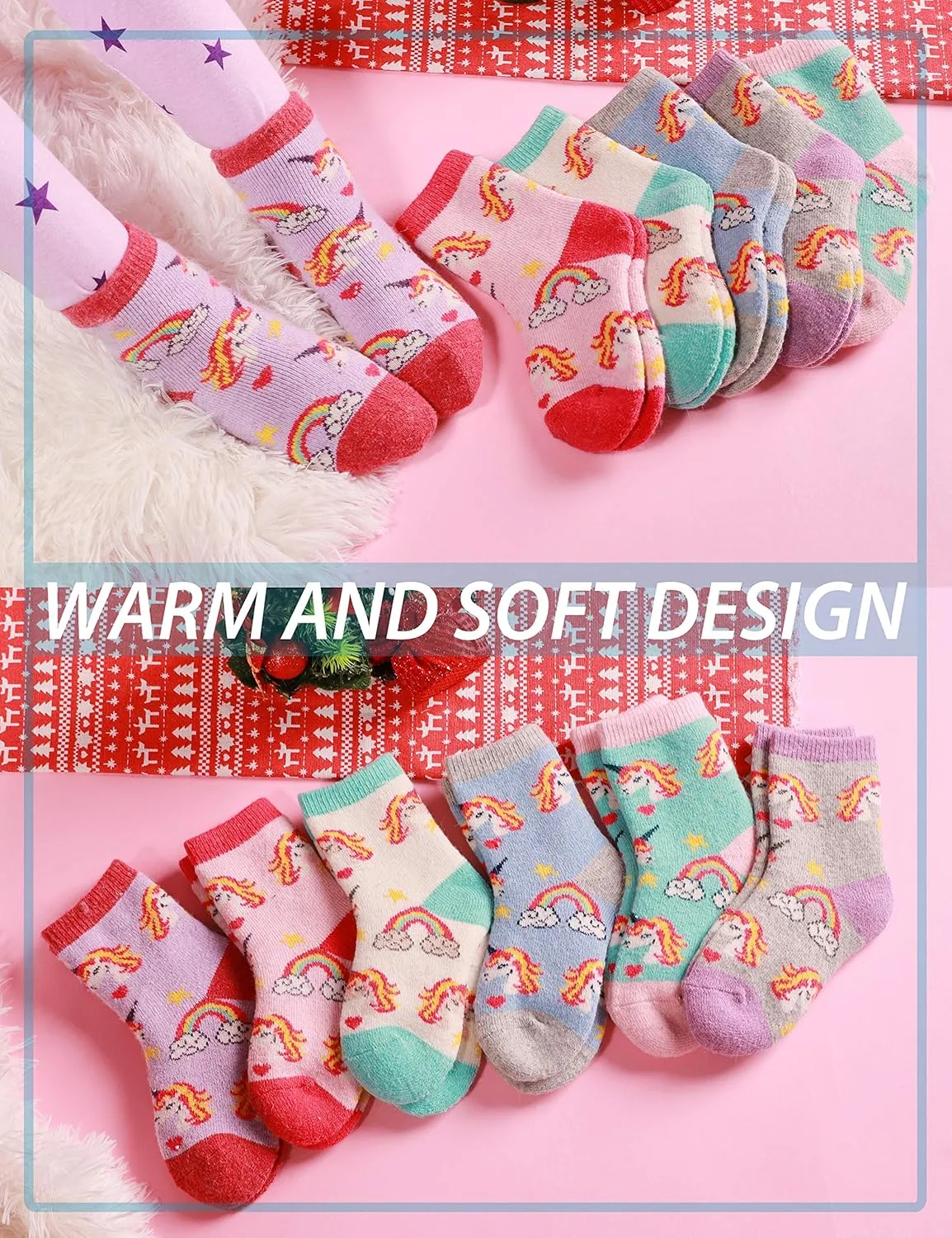 ANTSANG Kids Merino Wool Hiking Socks for Toddlers Boys Girls Warm Thick Thermal Crew Boot Heavy Cozy Gift Socks 6 Pairs