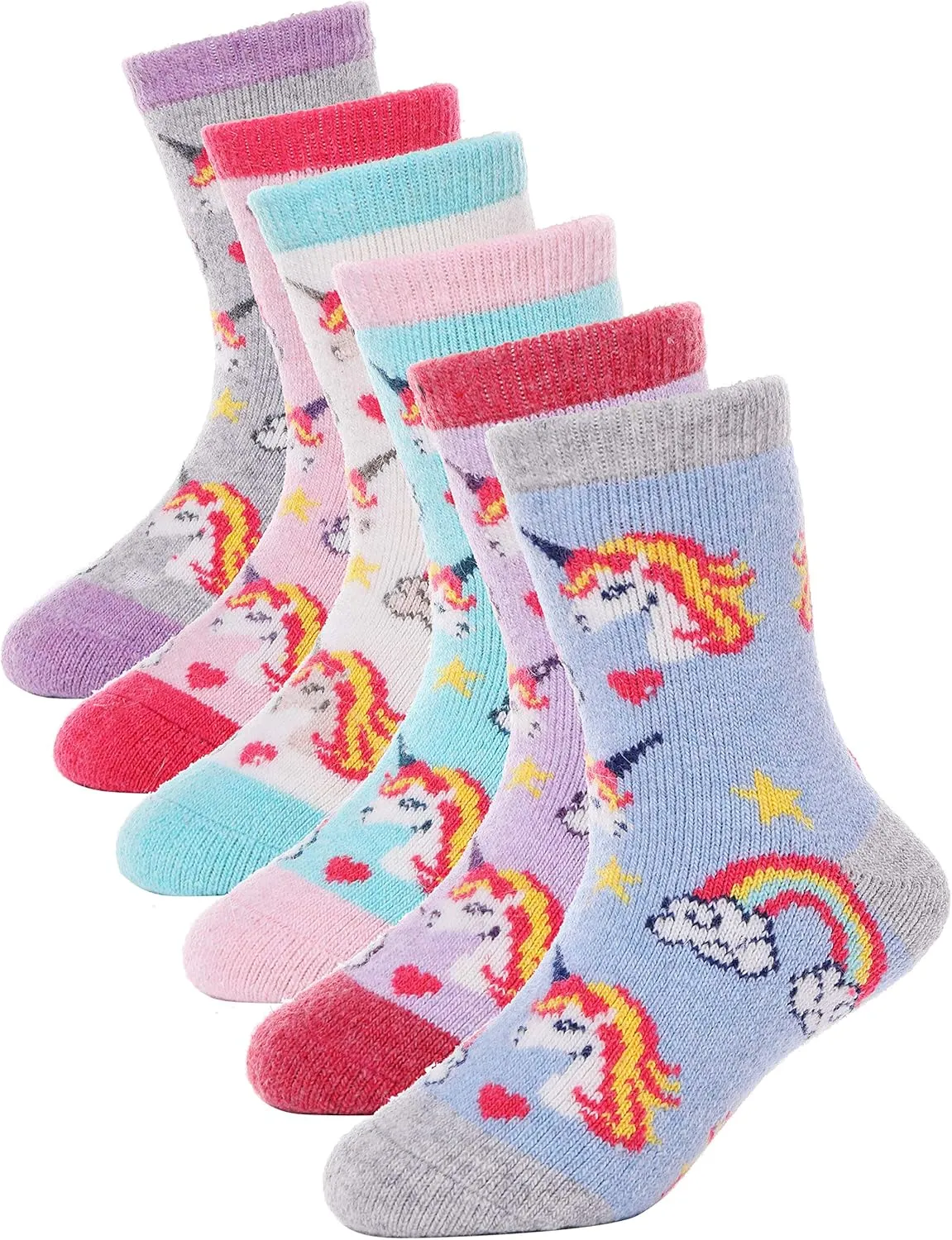 ANTSANG Kids Merino Wool Hiking Socks for Toddlers Boys Girls Warm Thick Thermal Crew Boot Heavy Cozy Gift Socks 6 Pairs