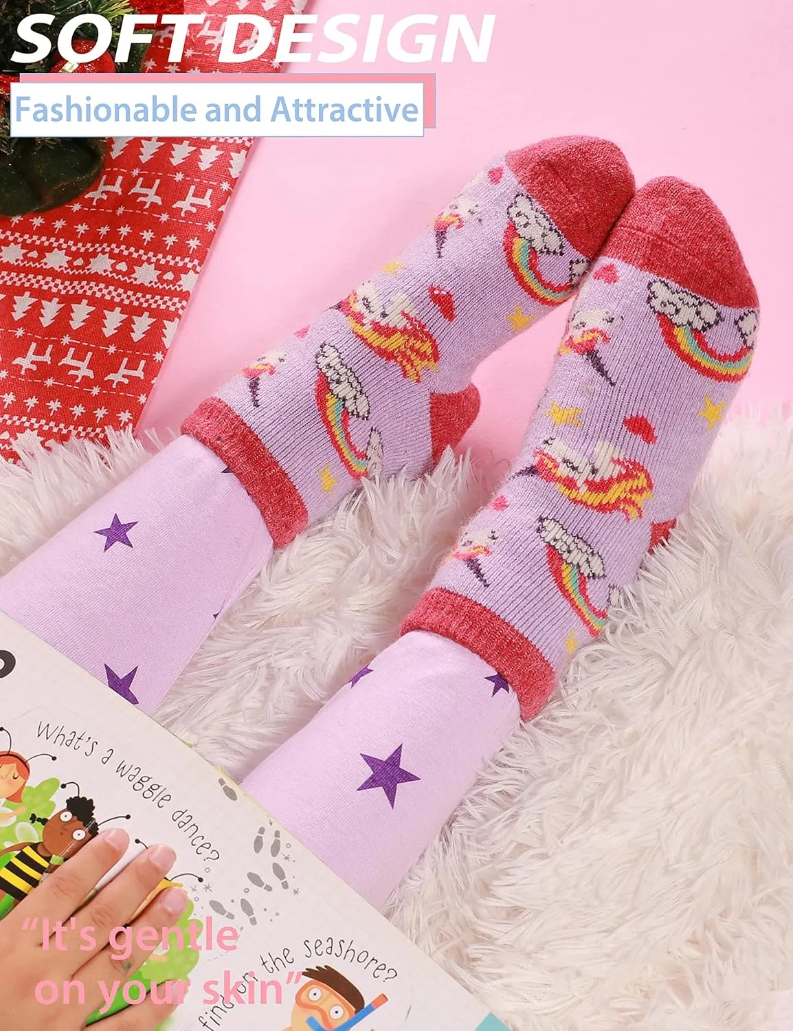 ANTSANG Kids Merino Wool Hiking Socks for Toddlers Boys Girls Warm Thick Thermal Crew Boot Heavy Cozy Gift Socks 6 Pairs