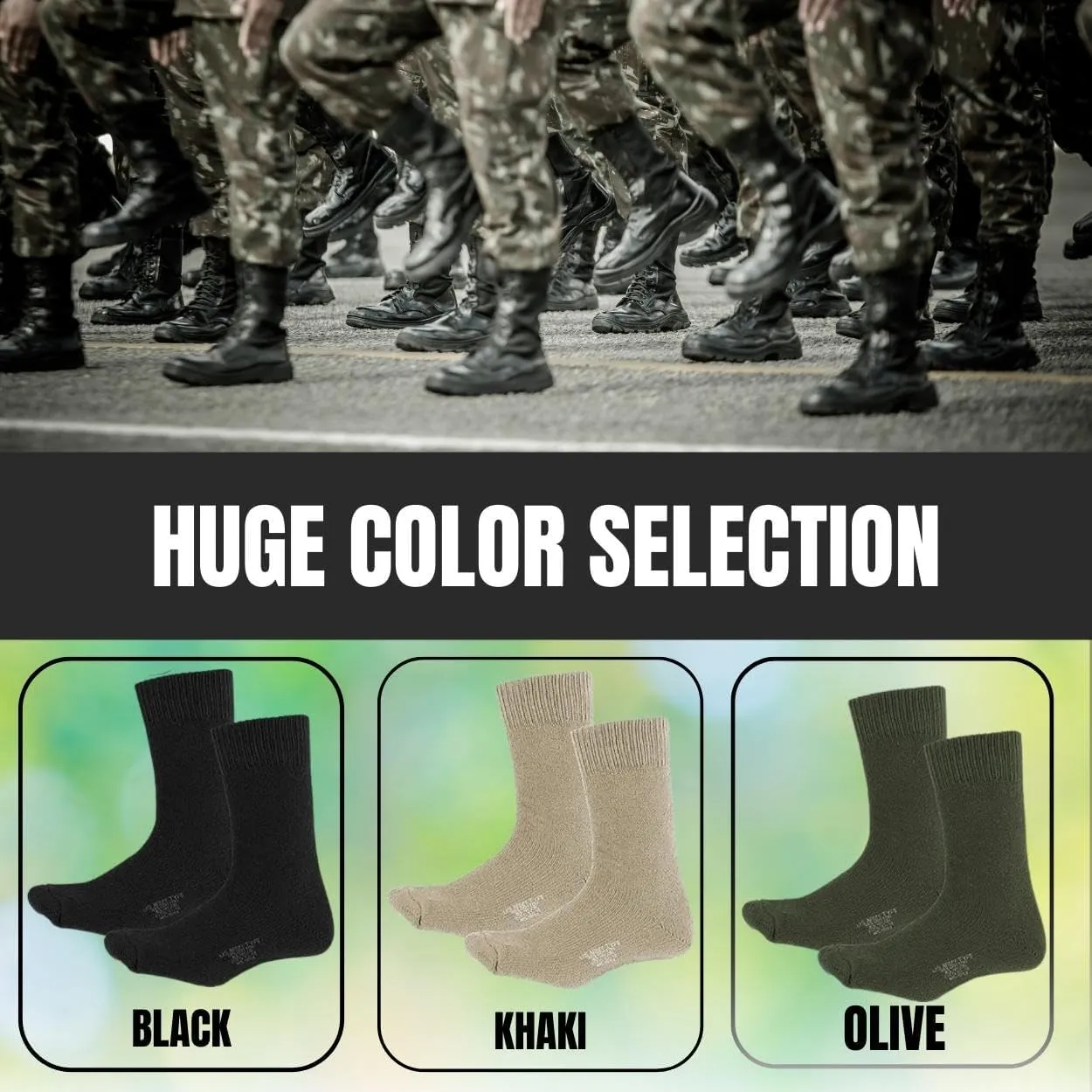 Army Universe Thermal Boot Socks Heavyweight Genuine GI NYCO Extreme Cold Weather Warm Thick Boot Socks USA Made 3-Pack