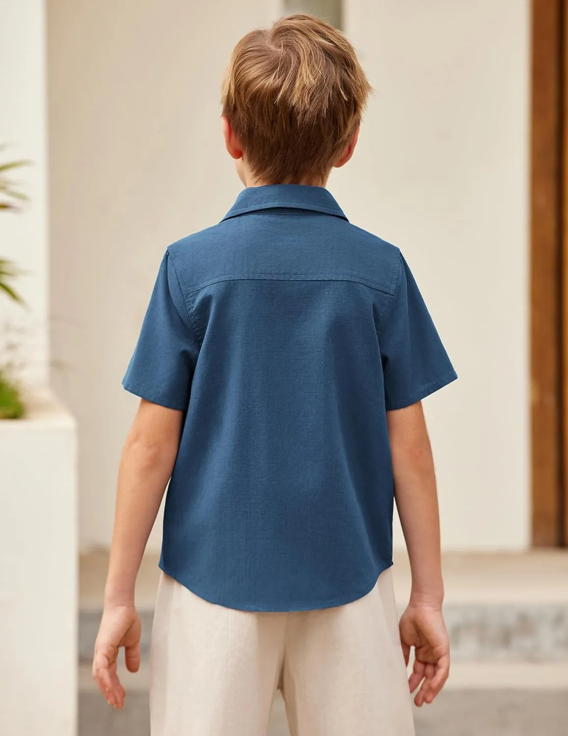 Arshiner Boys Cotton Linen Cuban Guayabera Shirt