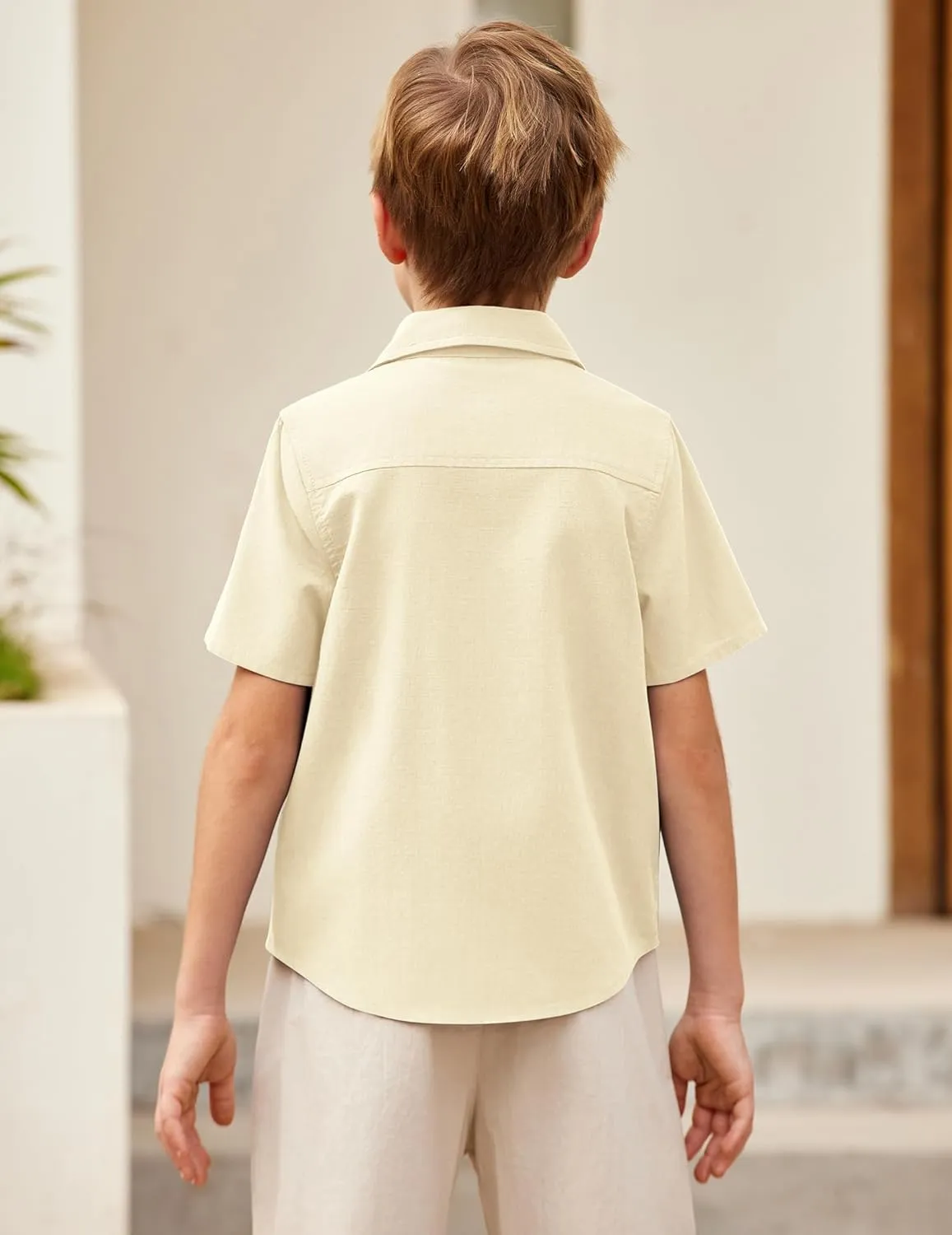 Arshiner Boys Cotton Linen Cuban Guayabera Shirt
